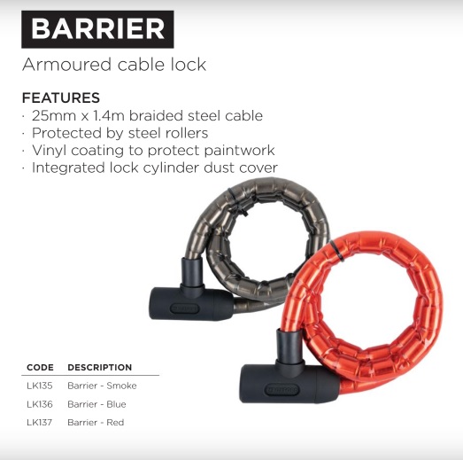 Oxford Barrier armoured cable lock