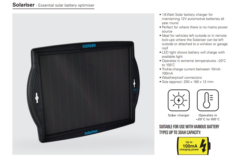 Oxford Solariser battery charger