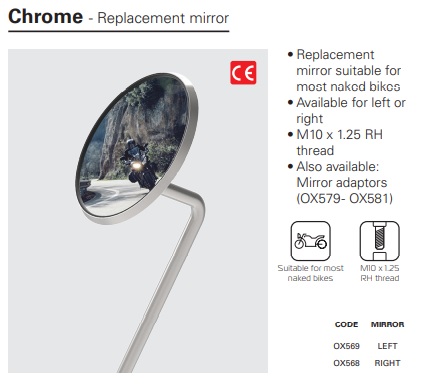 Oxford Chrome replacement mirror