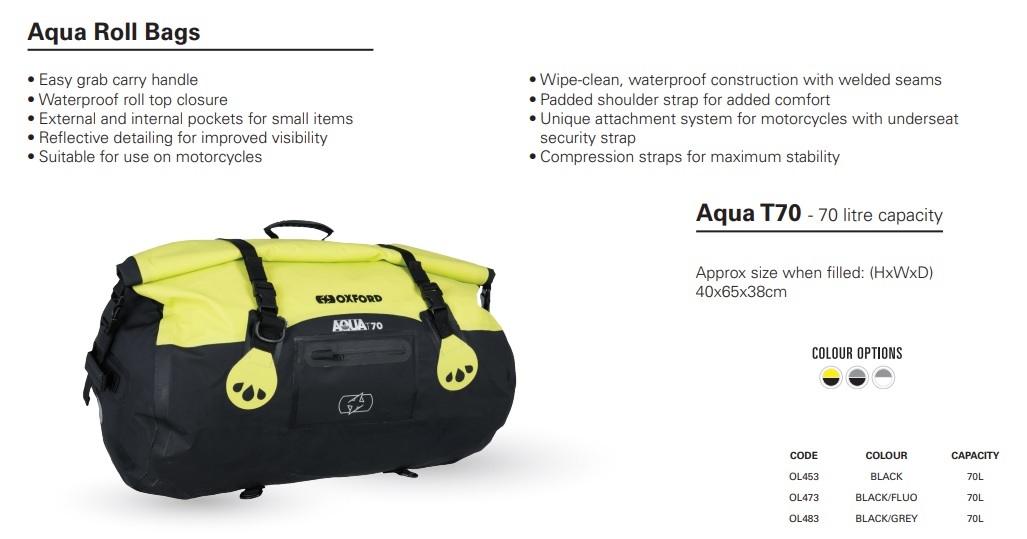 Oxford Aqua all weather Roll bag - T70