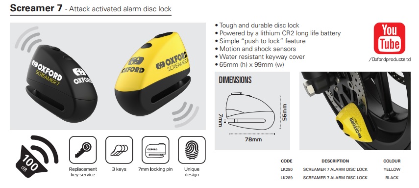 Oxford Screamer 7 Alarm disc lock