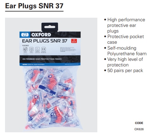 Oxford Earplugs SNR 37 - 50 pack
