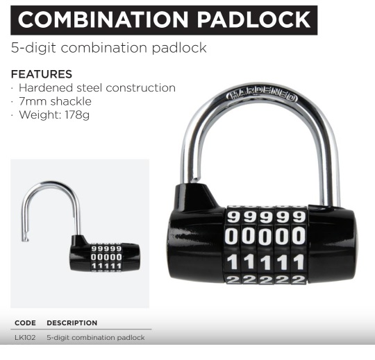 Oxford Combination padlock