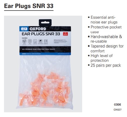 Oxford Earplugs SNR 33 - 30 pack